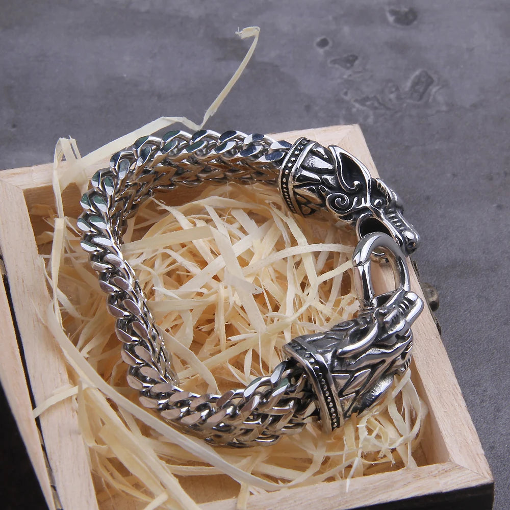 Snarling Fenrir - 316L Stainless Steel Bracelet