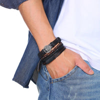 Yggdrasil Braided Wrap Leather Bracelet