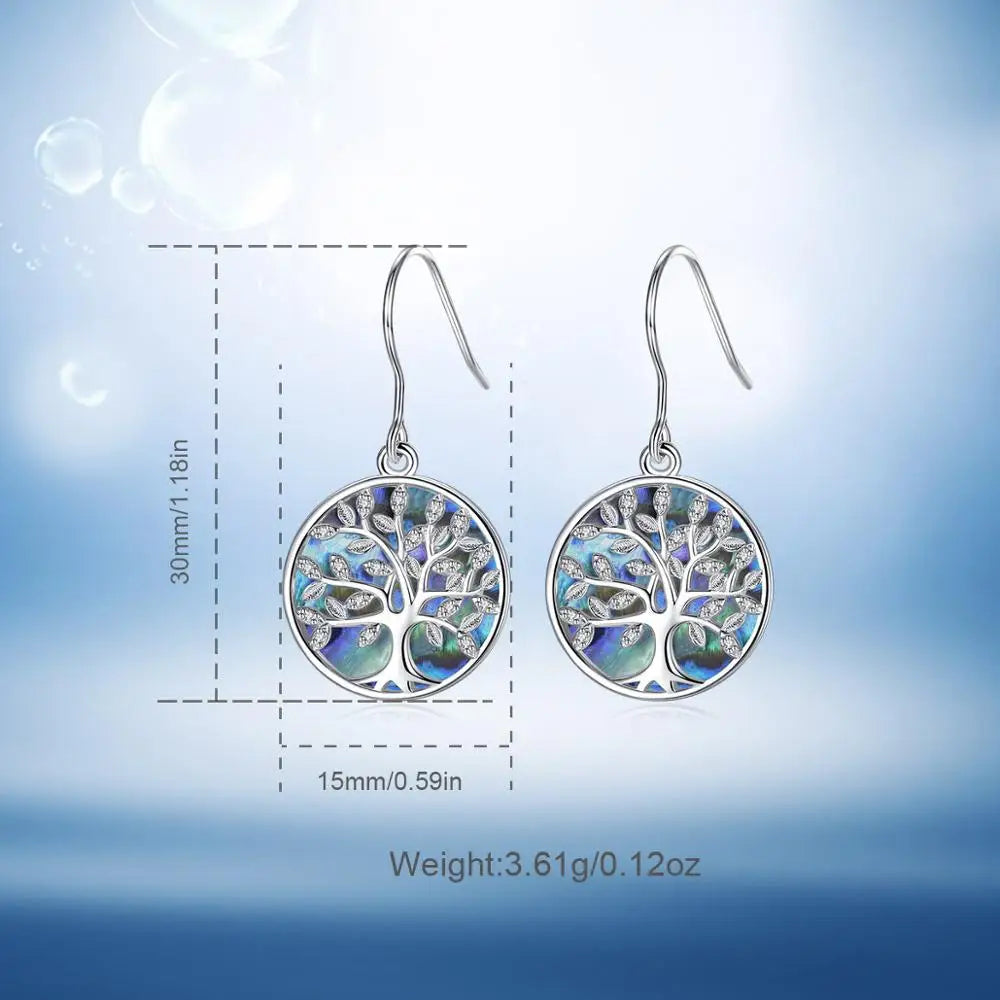 Yggdrasil over Mother of Pearl 925 Silver Earrings