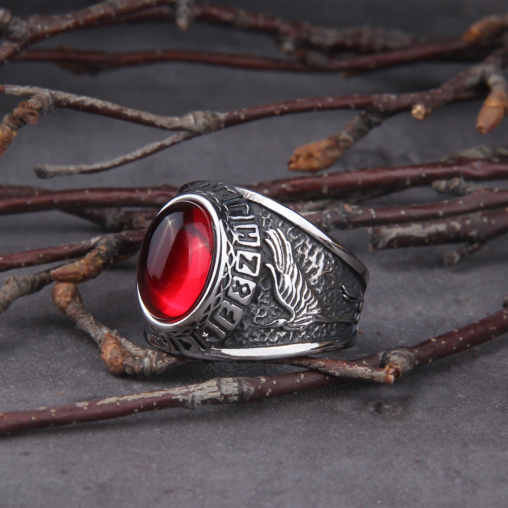 Howling Wolves Rune Ring in Stainless Steel