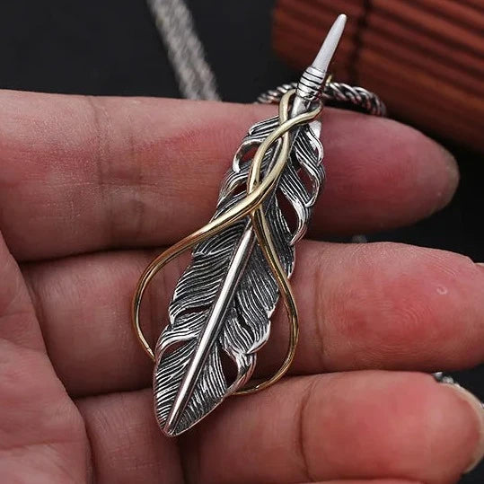 Norse Hawk Veðrfölnir Feather 925 Sterling Silver Pendant
