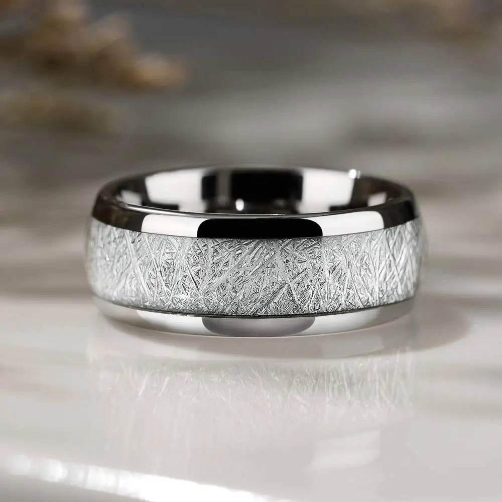 Thor Thunderbolt Tungsten Carbide Ring with Meteorite Inlay