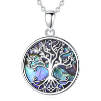 Yggdrasil 925 Sterling Silver Necklace on Abalone Shell