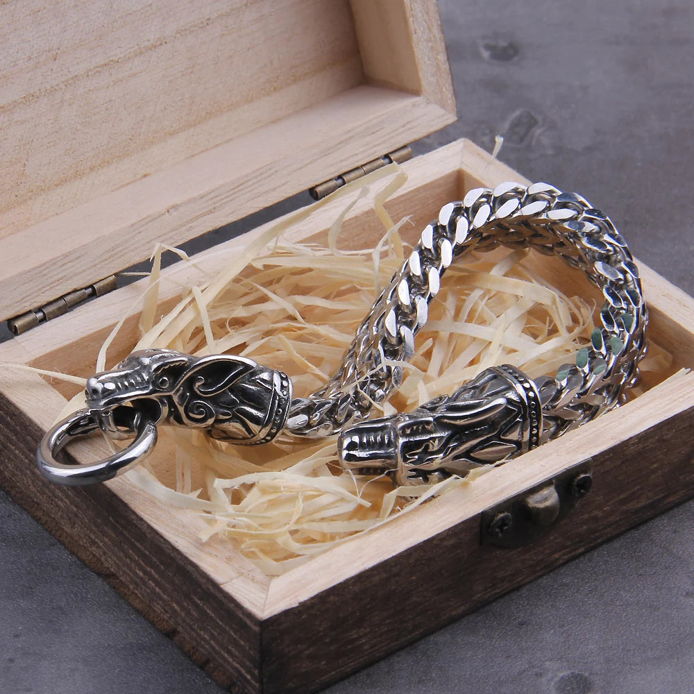 Snarling Fenrir - 316L Stainless Steel Bracelet