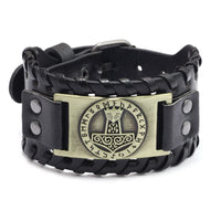 Thor Hammer Mjolnir Leather  Bracelet