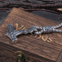 Mjolnir - Thor's hammer with Norse Knot Stainless Steel Necklace
