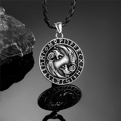 Wolves of Odin Geri and Freki Stainless Steel Necklace