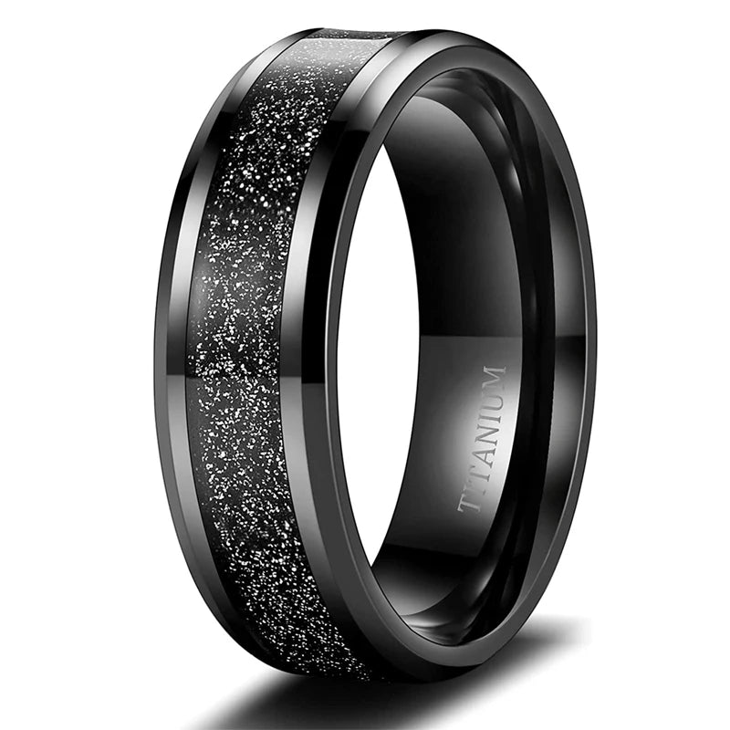 Thor Lightning Strike 8mm Titanium Ring with Electroplated Black Inlay