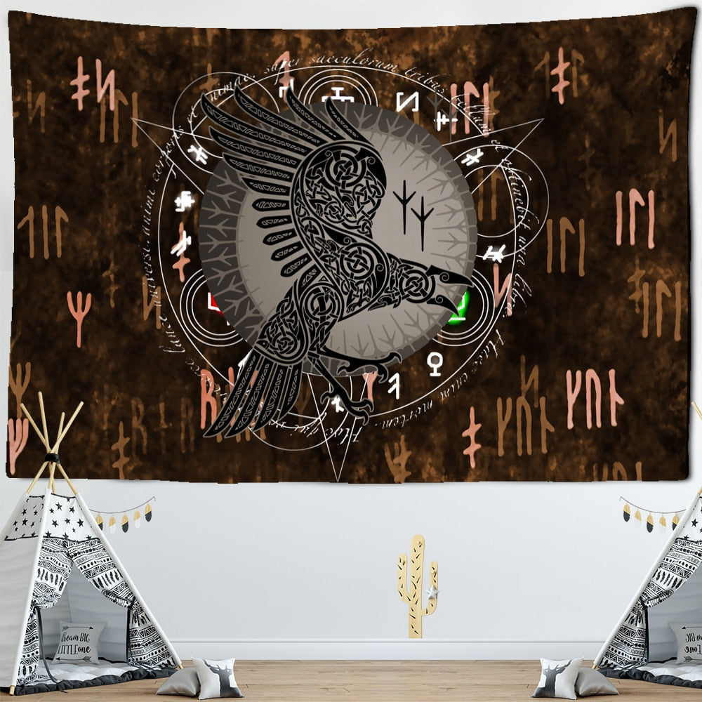 Odin Ravens Viking Wall Hanging Tapestries