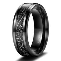 Thor Blitzschlag 8mm Titanring mit galvanisierter schwarzer Einlage