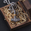 Mjolnir - Thor's hammer with Norse Knot Stainless Steel Necklace
