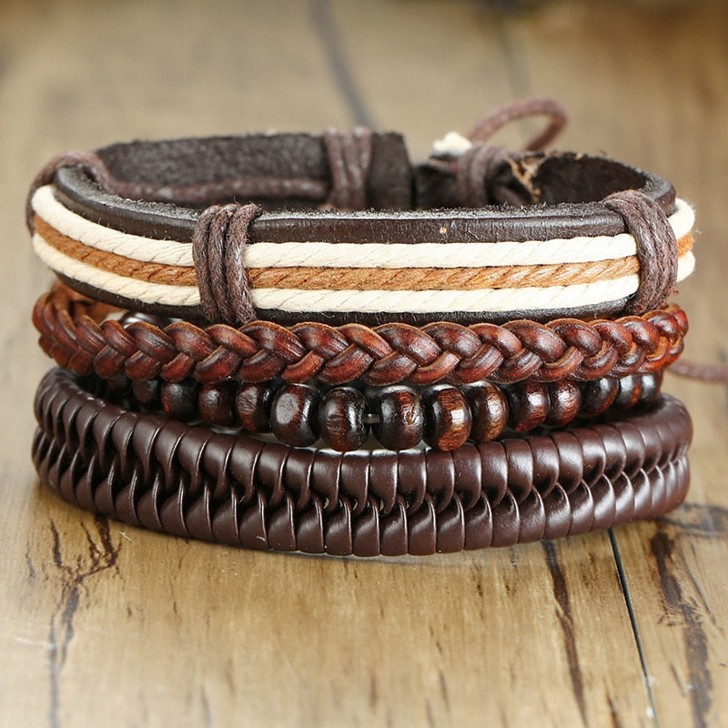 Yggdrasil Braided Wrap Leather Bracelet