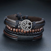 Yggdrasil Braided Wrap Leather Bracelet