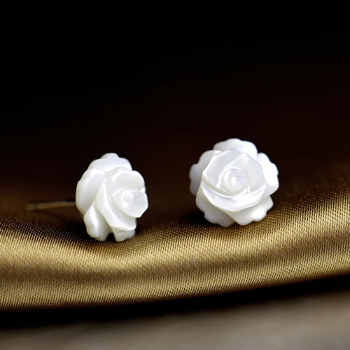White Roses of Freyja 925 Sterling Silver Earrings