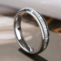 Thor Thunderbolt Tungsten Carbide Ring with Meteorite Inlay