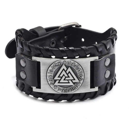 Thor Hammer Mjolnir Leather  Bracelet
