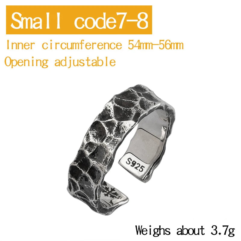 Thor and Sif Blessings Hammered and Adjustable Ring in 925 Sterling Silver