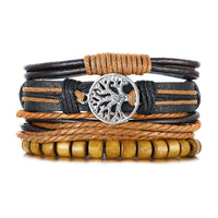 Yggdrasil Braided Wrap Leather Bracelet