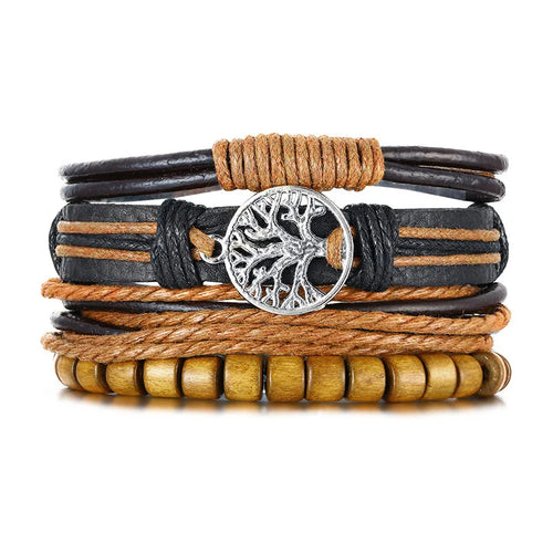 Yggdrasil Braided Wrap Leather Bracelet