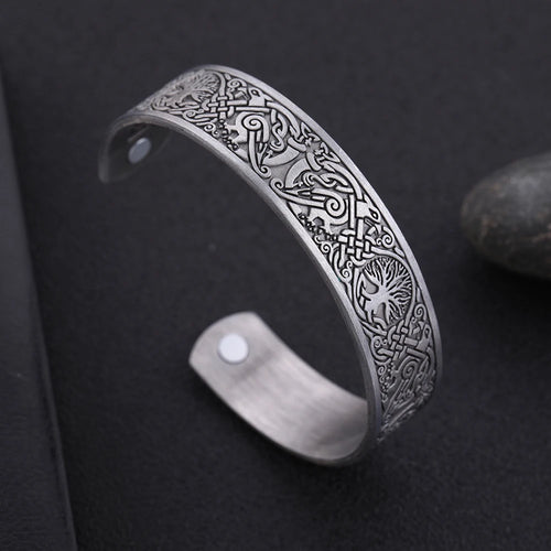 Yggdrasil, the Tree of Life with Norse Knots, Bracelet in 316L Stainless Steel