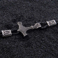Mjolnir Leather Bracelet with Magnetic Buckle