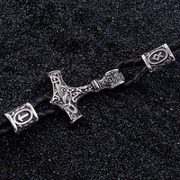 Mjolnir Leather Bracelet with Magnetic Buckle