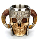 Viking Skull Drinking Mug in Stainless Steel and Resin