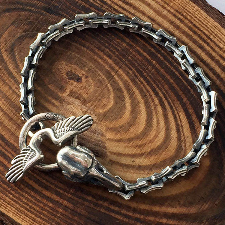 Raven of Odin 925 Sterling Silver Chain Bracelet
