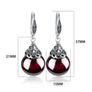 Idun's Gift Drop Earrings in 925 Sterling Silver with Red Garnet Stone