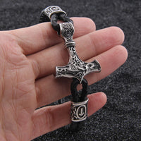 Mjolnir Leather Bracelet with Magnetic Buckle