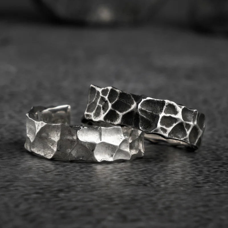 Thor and Sif Blessings Hammered and Adjustable Ring in 925 Sterling Silver