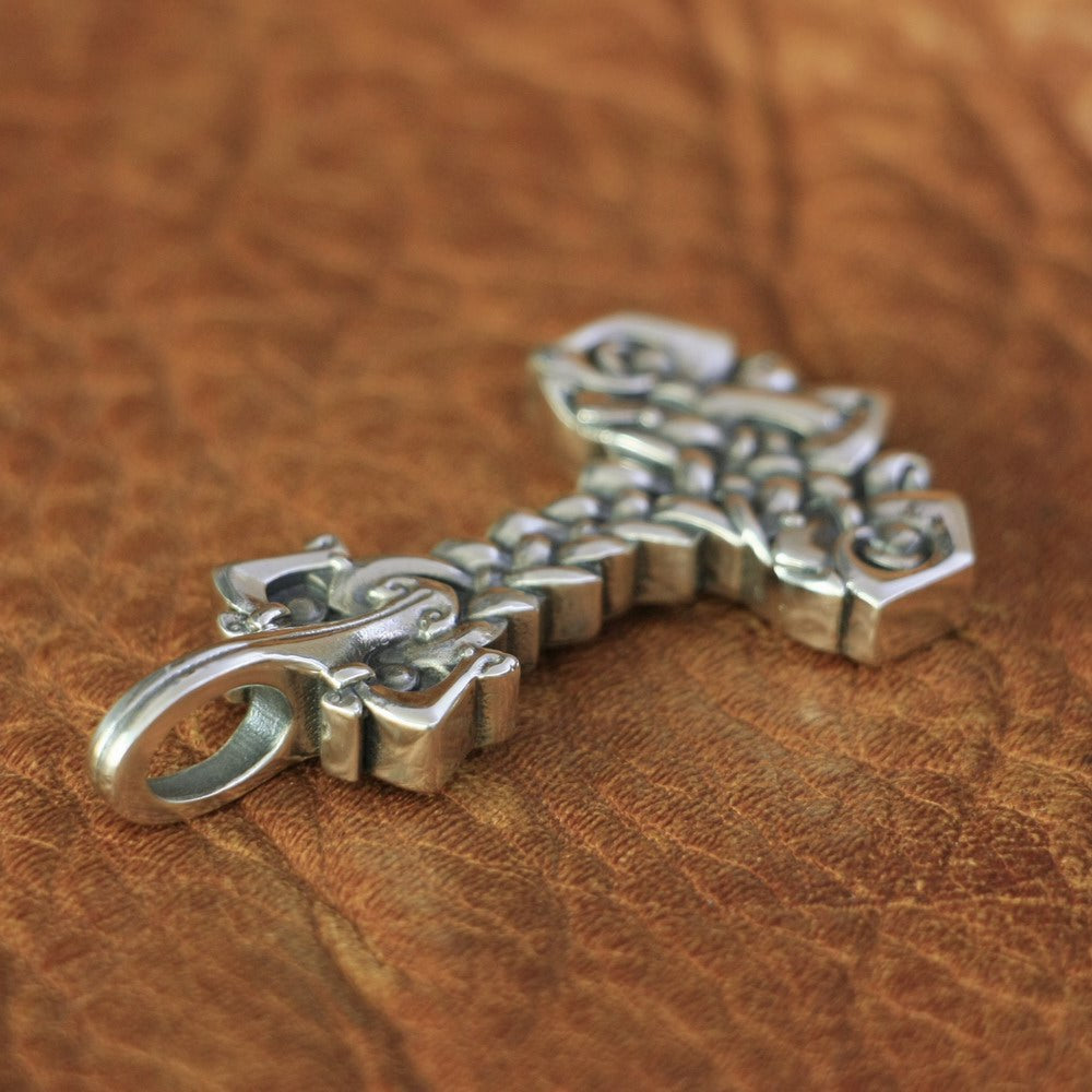 Braided Mjolnir Necklace in 925 Sterling Silver