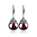 Idun's Gift Drop Earrings in 925 Sterling Silver with Red Garnet Stone