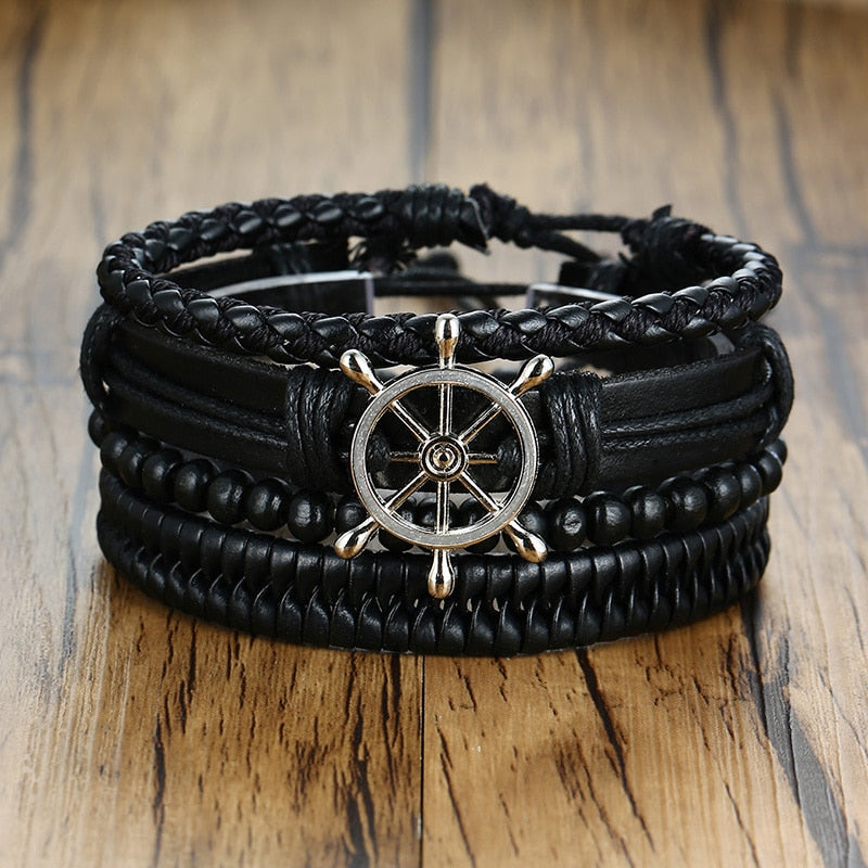 Yggdrasil Braided Wrap Leather Bracelet