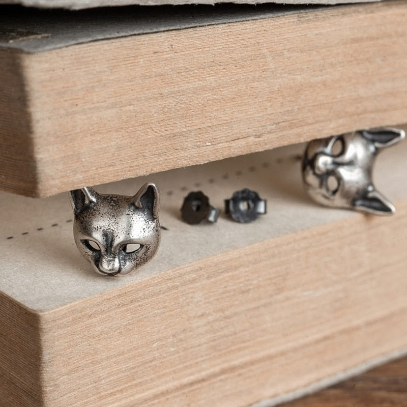 Freyja Cats 925 Sterling Silver Stud Earrings