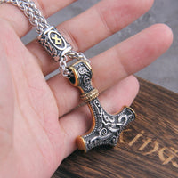 Mjolnir - Thor's hammer with Norse Knot Stainless Steel Necklace