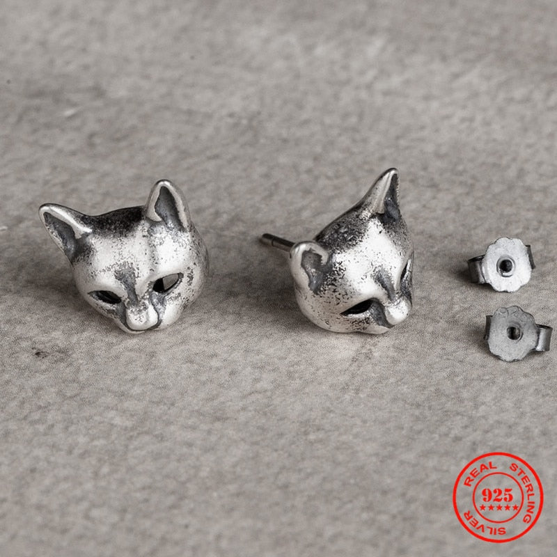 Freyja Cats 925 Sterling Silver Stud Earrings
