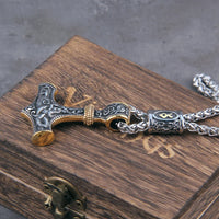 Mjolnir - Thor's hammer with Norse Knot Stainless Steel Necklace