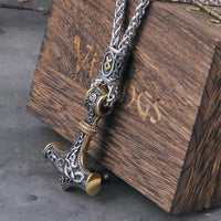 Mjolnir - Thor's hammer with Norse Knot Stainless Steel Necklace
