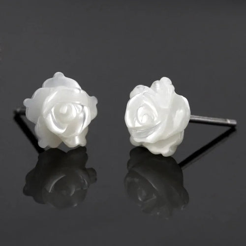 White Roses of Freyja 925 Sterling Silver Earrings