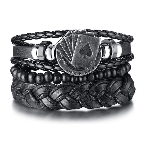 Yggdrasil Braided Wrap Leather Bracelet