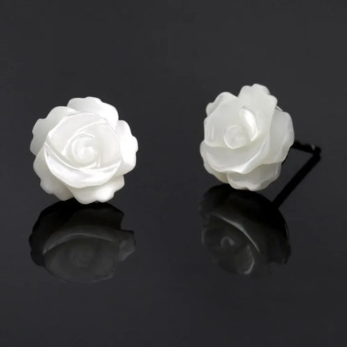 White Roses of Freyja 925 Sterling Silver Earrings