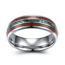 Bifrost, the Rainbow Bridge to Valhalla Tungsten Carbide Ring with Blue Opal Inlay