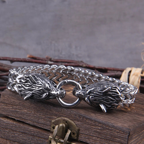 Snarling Fenrir - 316L Stainless Steel Bracelet