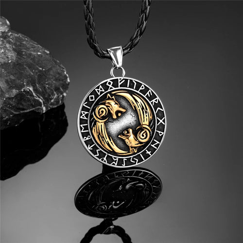 Wolves of Odin Geri and Freki Stainless Steel Necklace