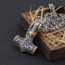 Mjolnir - Thor's hammer with Norse Knot Stainless Steel Necklace
