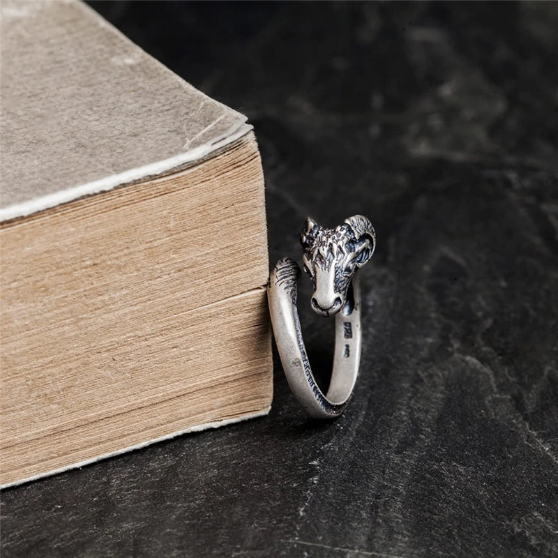 Thor Chariot Goats 925 Sterling Silver Adjustable Ring