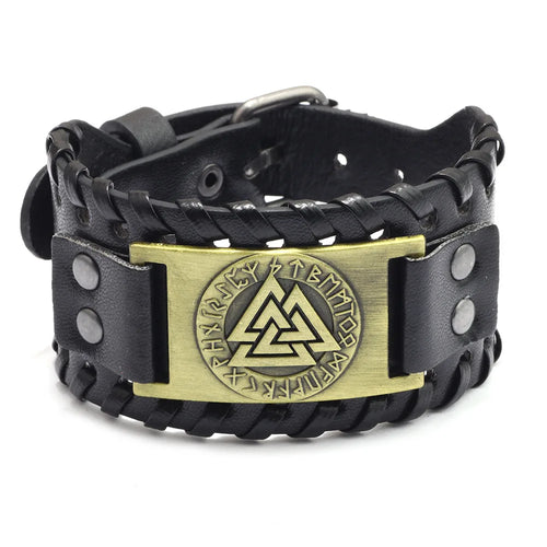 Thor Hammer Mjolnir Leather  Bracelet