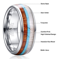 Blessing of Freyr Tungsten Carbide and Deer Antler Ring and Wedding Band
