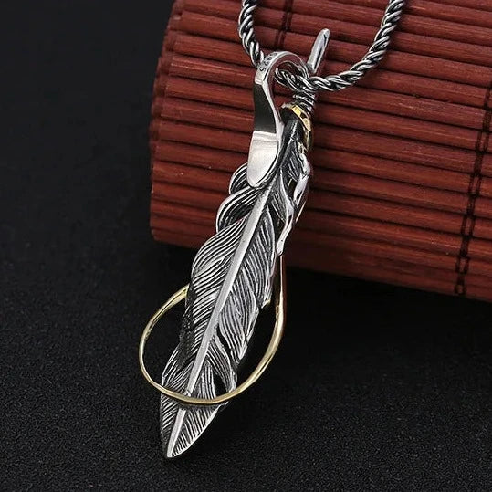 Norse Hawk Veðrfölnir Feather 925 Sterling Silver Pendant